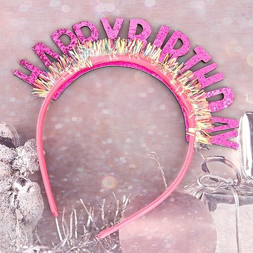 Miniatura 8 de CIEHER Diadema de cumpleaños con corona de cumpleaños, diadema de cumpleaños, diadema de feliz cumpleaños para mujeres y niñas, diadema de