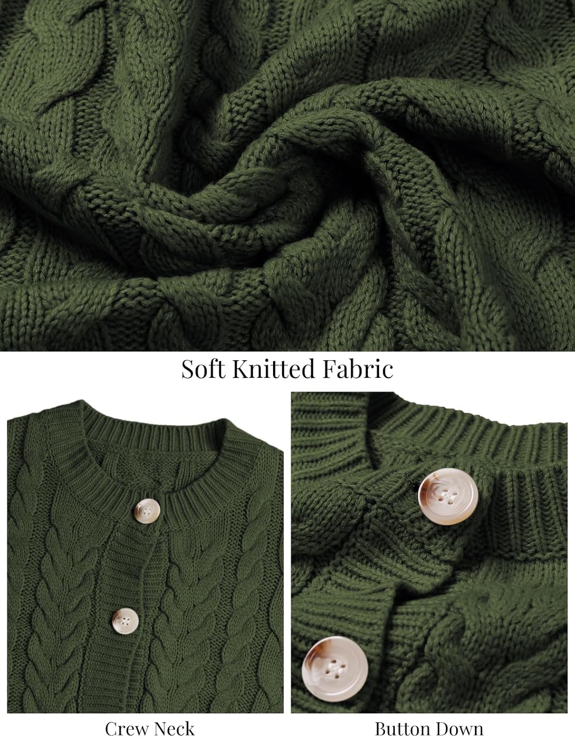 VIMPUNEC Fall Cardigan Sweaters for Women Casual Cable Knit Button Down Jackets Long Sleeve Open Front Outwear Coats - Image 5