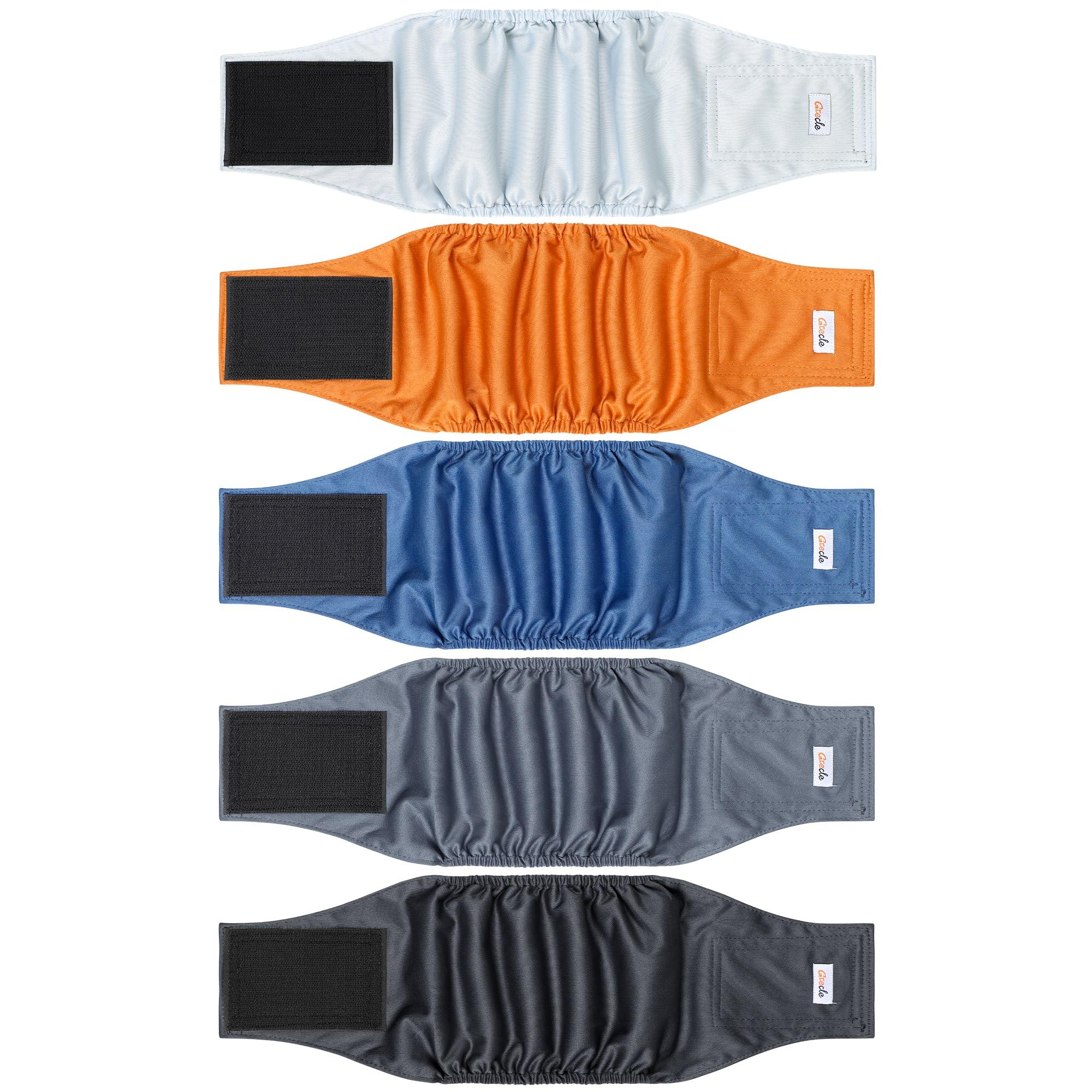 5 Pack Dog Diapers Male Reusable, Premium Belly Bands for Male Dogs, High Absorbing Dog Pee Wraps for Doggie in Incontinence or Excitable Urination