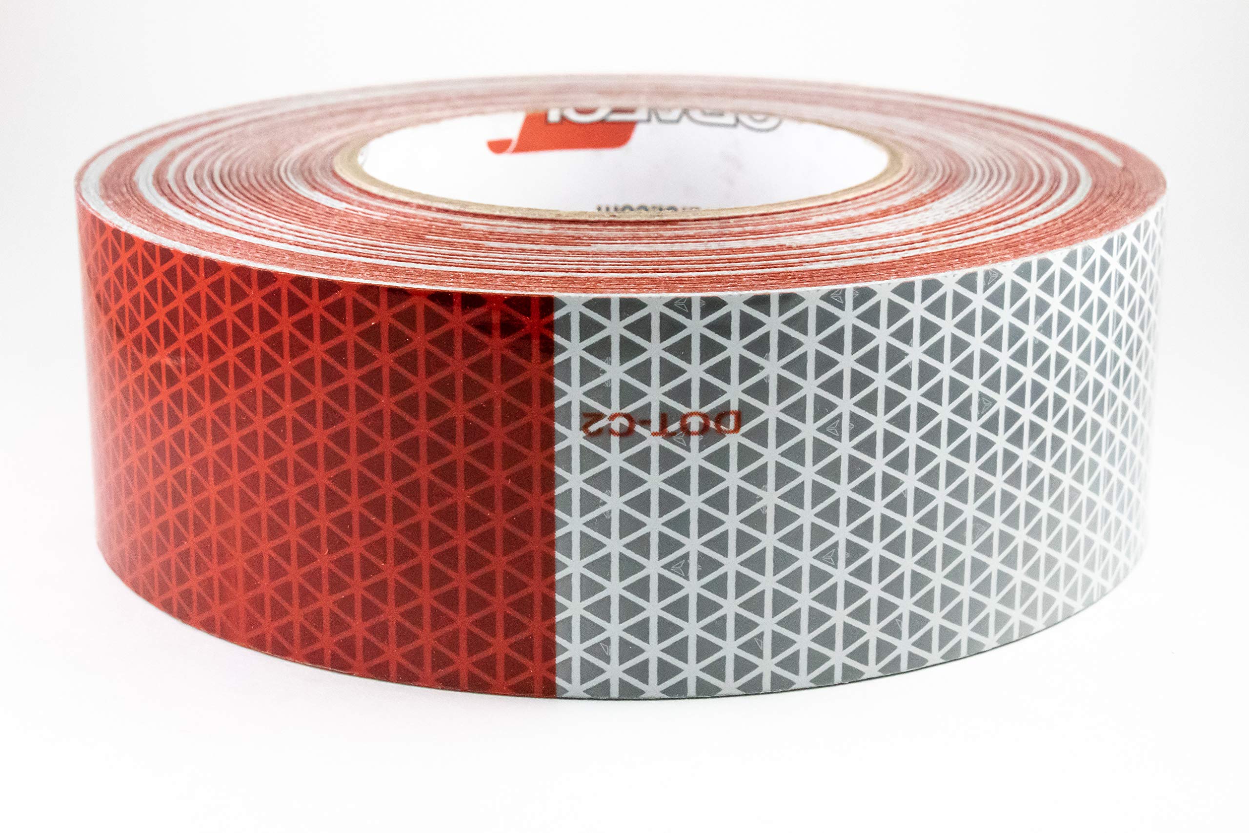 Oralite (Reflexite) V92 Daybright Microprismatic Conspicuity Tape: 2 in. x 50 yds. (Alternating 6 in. Red 6 in. White / Triangle Design)