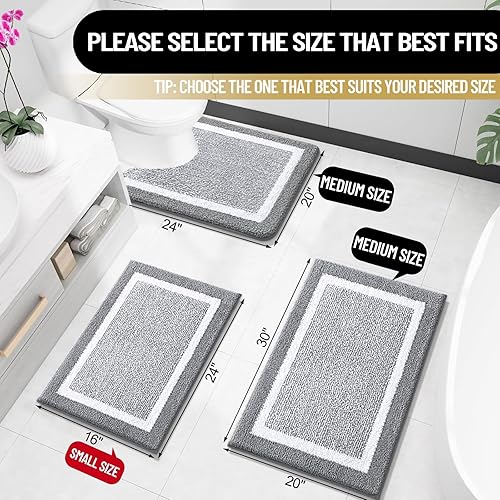 Miniatura 2 de OLANLY Alfombra de baño de microfibra extrasuave y absorbente, antideslizante, lavable a máquina, de secado rápido, adecuada para suelo de baño,