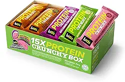 Kit Barra de Proteína Crocante biO2 Protein Crunchy Box, 15 barras de 50 g, 5 sabores Vegana e sem Glúten
