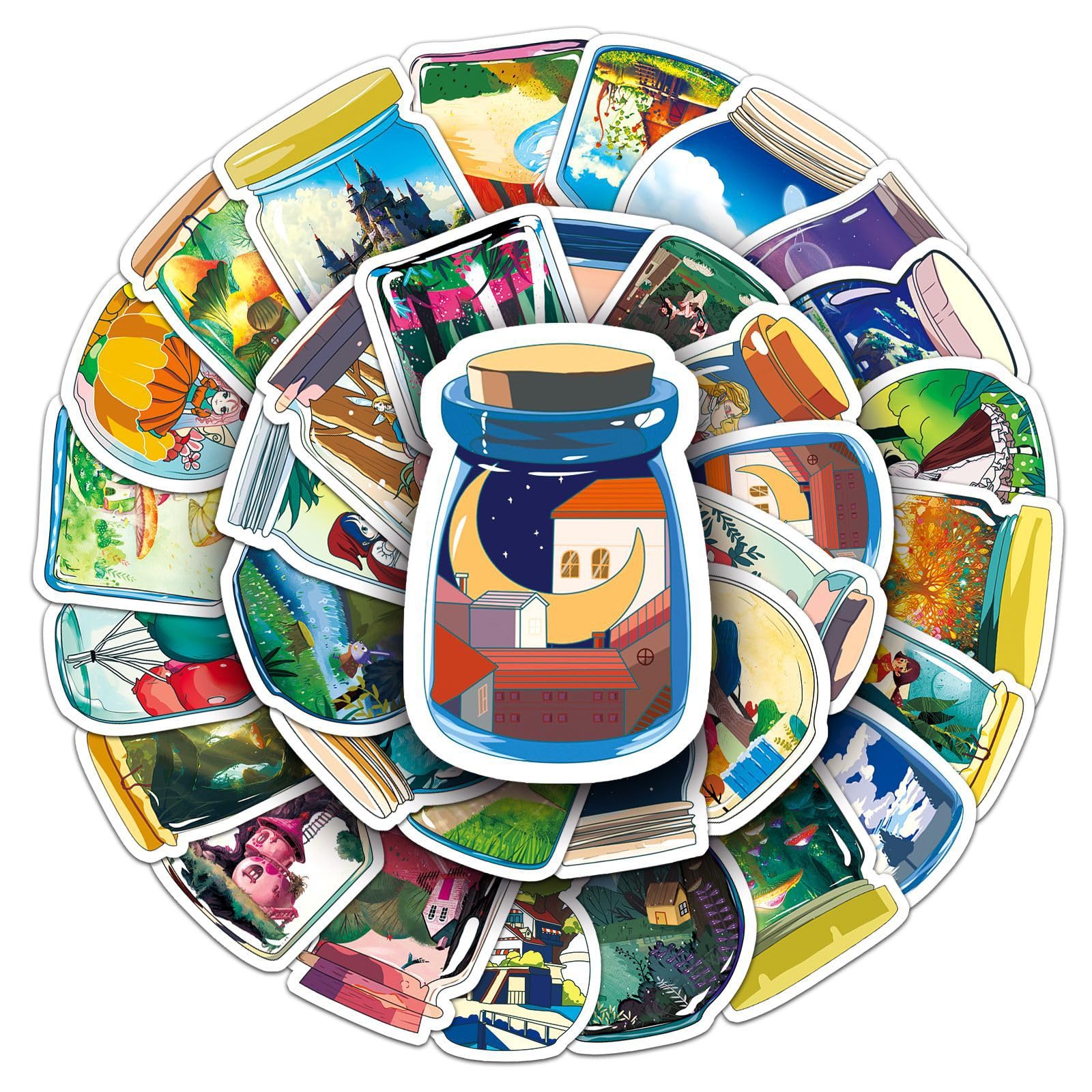 50Pcs Animals in Bottles Stickers Laptop Car Scrapbook Phone Skateboard Suitcase Luggage Bike Animals Stickers Vinyl Waterproof Aesthetic Personalised Stickers for Teens Boys Girls Adults Children