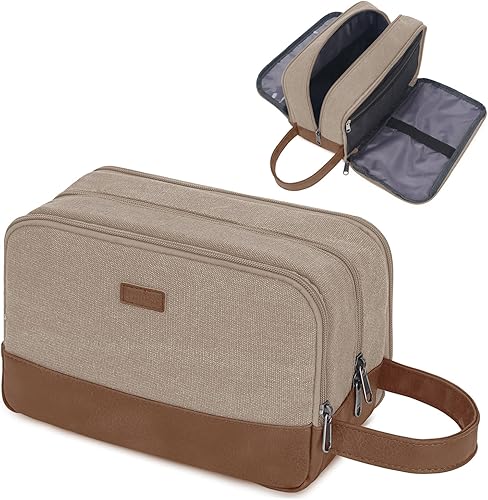 Miniatura 9 de WANDF Neceser de viaje para hombre, kit de aseo de lona para colgar, organizador de artículos de tocador de lona, resistente al agua, bolsa de