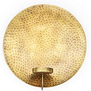 Alchemade Hammered Brass Hanging Tea Light Candle Holder (10" x 10.5") - Antiqued Metallic Sconce Votive and Tealight Cand...