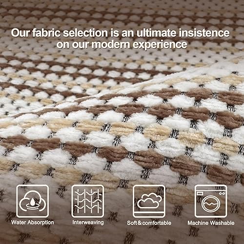 Miniatura 5 de Tapete de baño ultra delgado, suave, trenzado, antideslizante, lavable, súper absorbente, parte trasera de goma, se adapta debajo de la puerta del