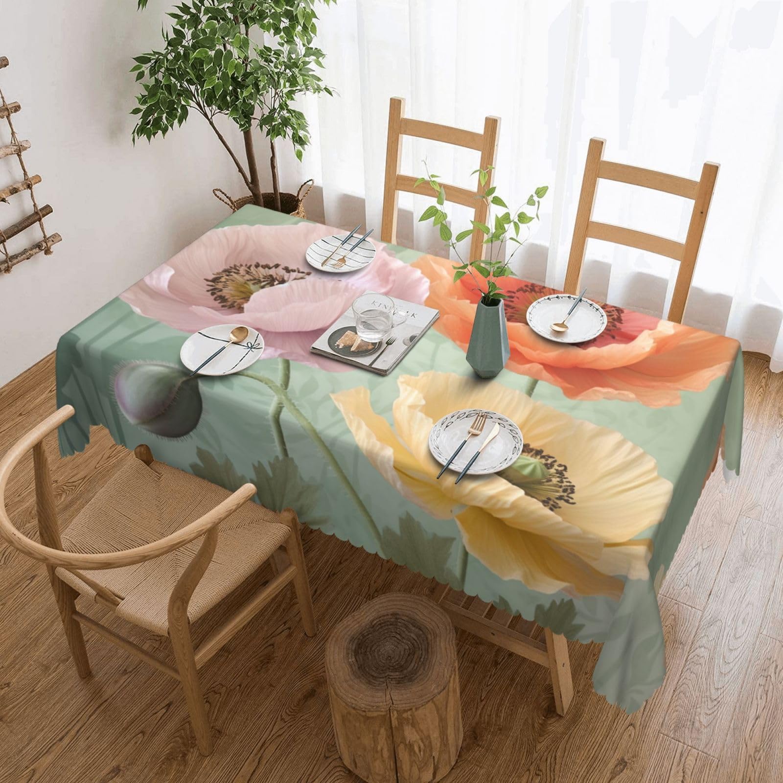 Nappe coquelicots pastel décorative pour table de jardin extérieure et repas d'été