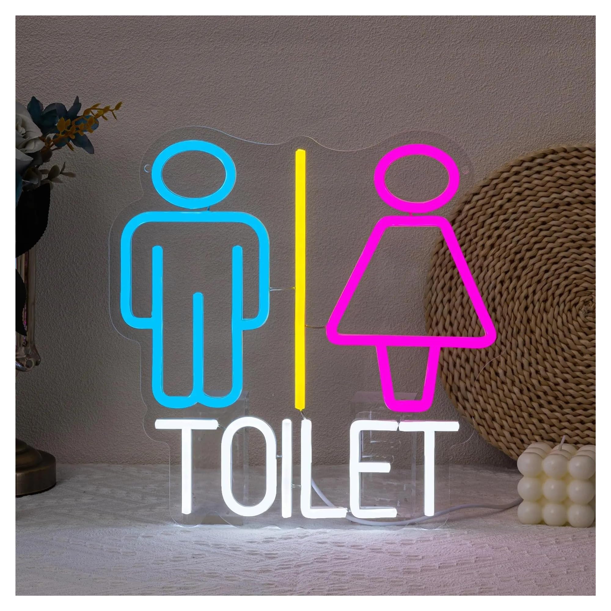 LEMST Sign Lamp Toilet Neon Sign USB Powered Dimmable Light for Bathroom Bedroom Restaurant Bar Shop Wall Decor 32cmx32cm