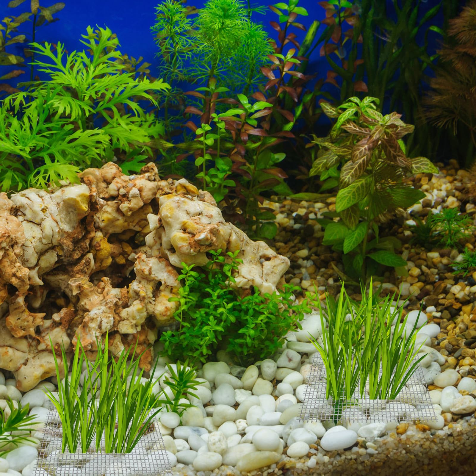 Filet en Acier Inoxydable Argenté 15pcs pour Mousse Aquatique et Java Moss, Maille Solide Résistante Accessoire Aquarium