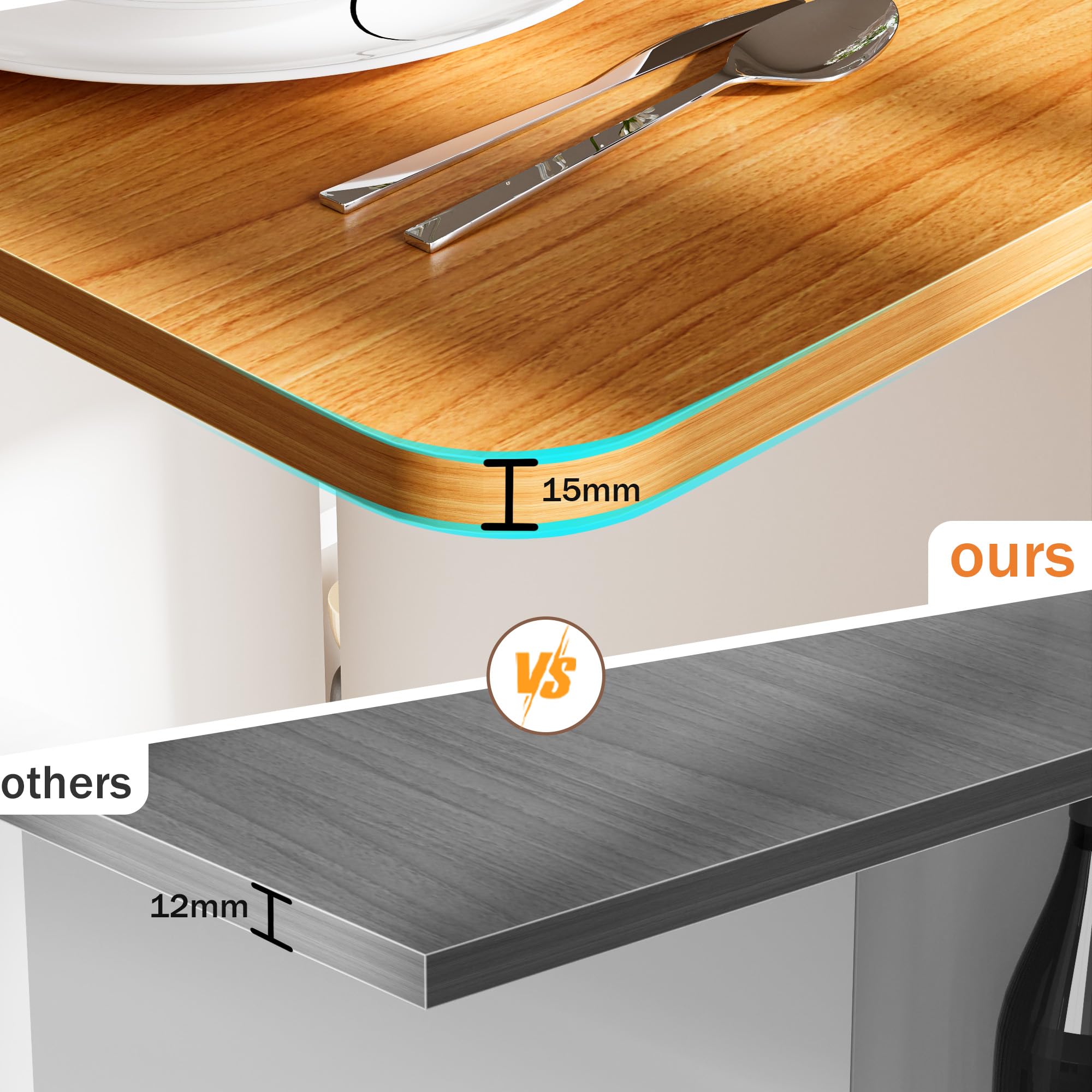 Mesa de Comedor Plegable Mesa de Cocina con Ruedas 1 Armario Grande y 3 Compartimento Abierto Aparador móvil Mesas para Espacios pequeños Comedor Cocina 100 x 70 x 79 cm Naranja y Blanco
