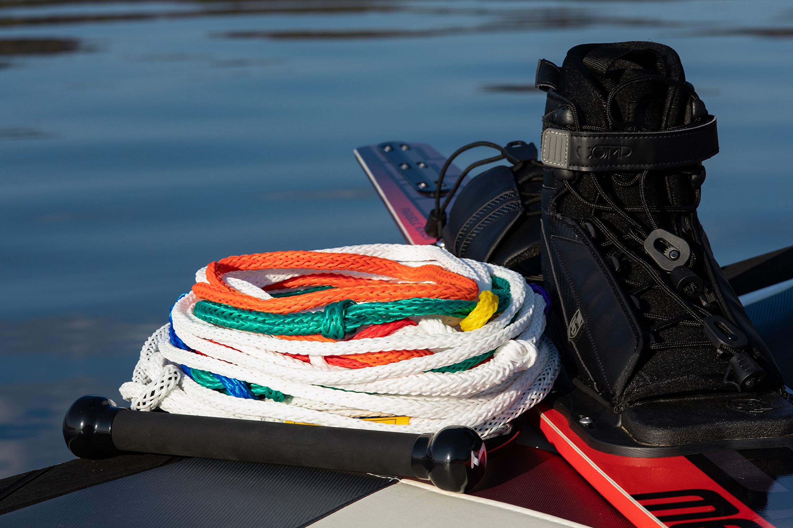 MESLE Mono Wasserski Leine Pro Slalom 75' 8-Loop, Monoski Seil mit Gummi Griff, Länge 10,75 m - 23 m, Längenmarkierungen, 8 Sektionen, 12"-13'' Hantel, mit Rope Keeper