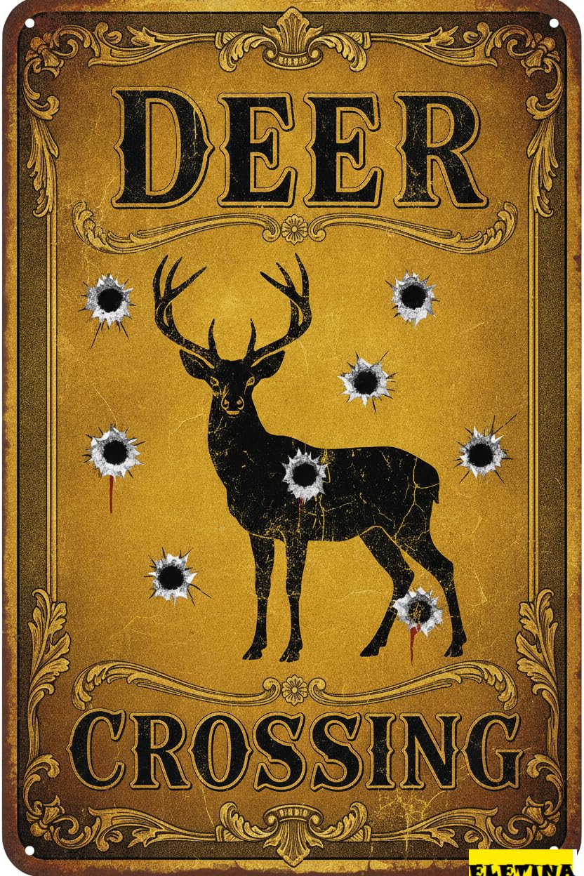 Personalized Sign for Man Cave Warning Deer Crossing Metal Wall Safety S & Als Metal Tin S Outdoor Street Driveway Yard Road 8x12in Metal Quality Private Property Decorative