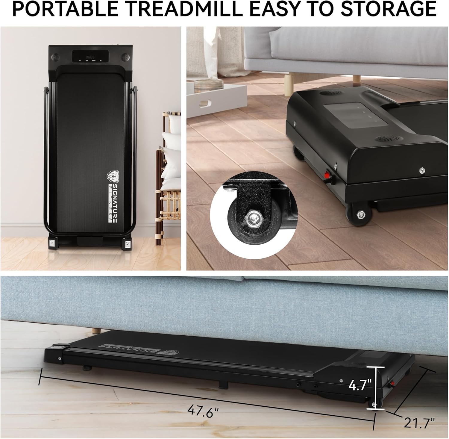 Treadmill Under Desk Walking pad with Incline, Walking Treadmill with Handle bar, Treadmills for Home Small with Remote Control, Pre-Assembled