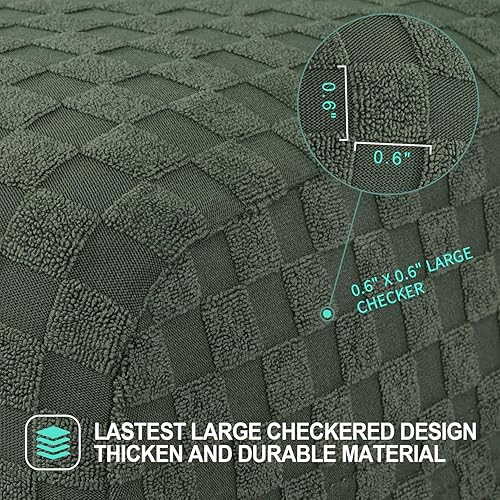 Miniatura 3 de YEMYHOM 1 funda elástica para silla con respaldo de ala + funda otomana de tamaño extra grande (verde militar)