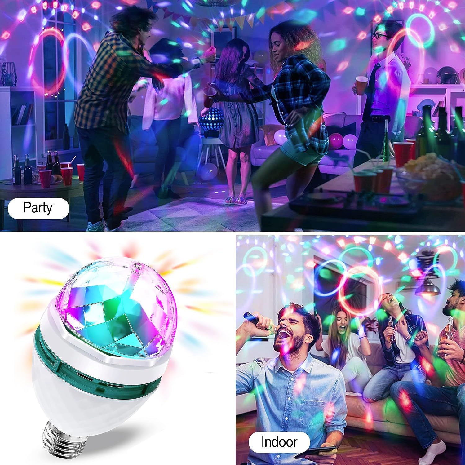 Système Karaoké sur Batterie 120W, LED, Bluetooth USB, 2 Micros sans Fil, Effets Vocaux, Compatible TV Connectée, Ampoule