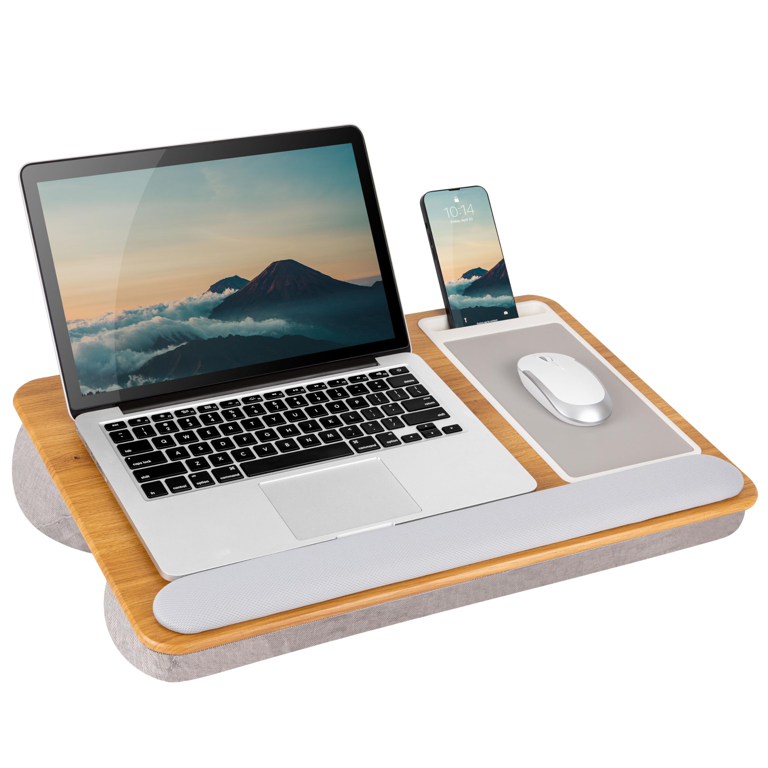 LAPGEAR Home Office Pro Lap Desk with Wrist Rest, Mouse Pad, and Phone Holder - Oak Woodgrain - Fits up to 15.6 Inch Laptops - Style No. 91599 (B09NX3K7MP) Amazon Price History, Amazon Price Tracker