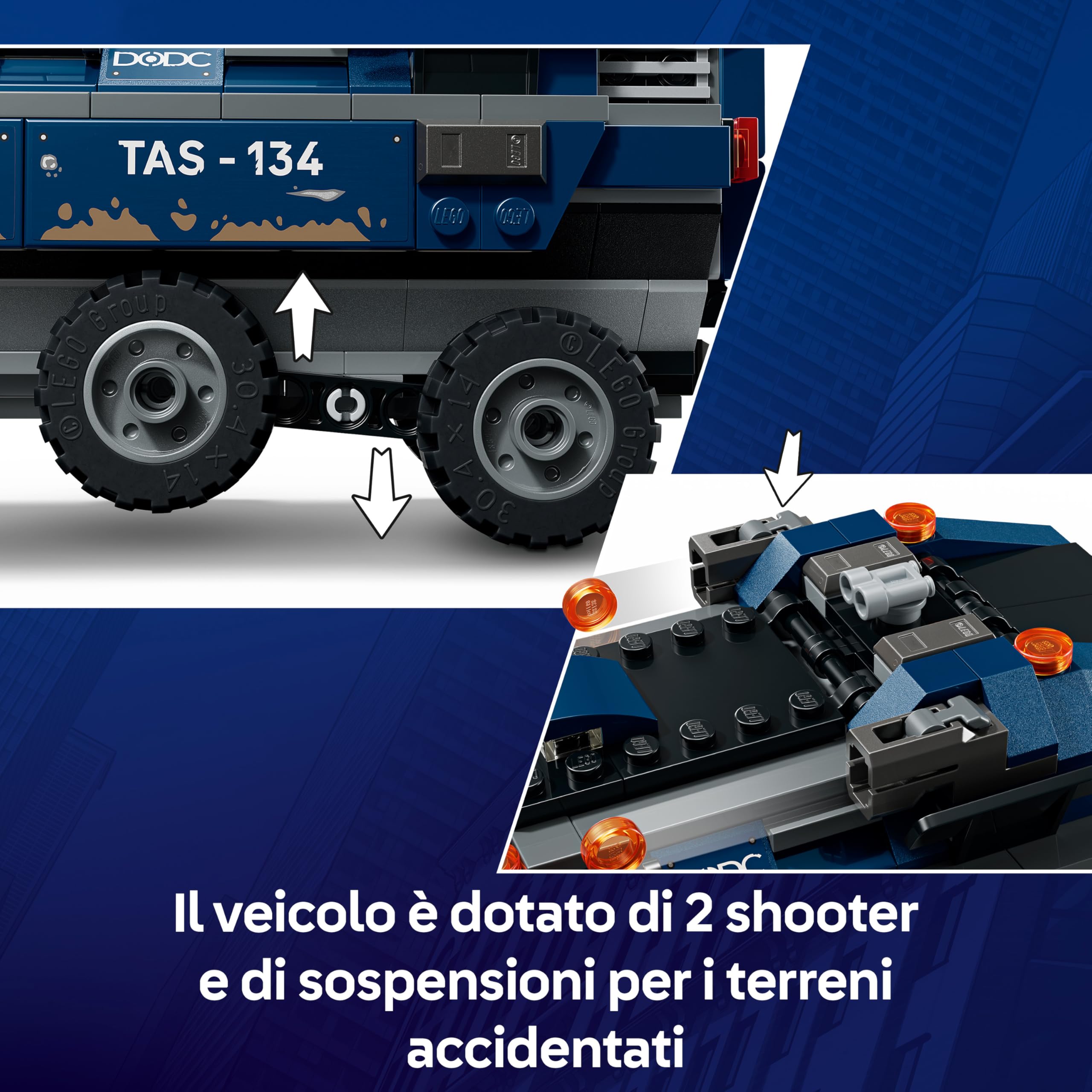 LEGO | Marvel Spider-Man: Inseguimento del Trasportatore di Detenuti - Giocattolo da Supereroi con Macchina Blindata e 4 Minifigure tra cui Lapide e Tarantula - Regalo per Bambini da 8 Anni - 76349