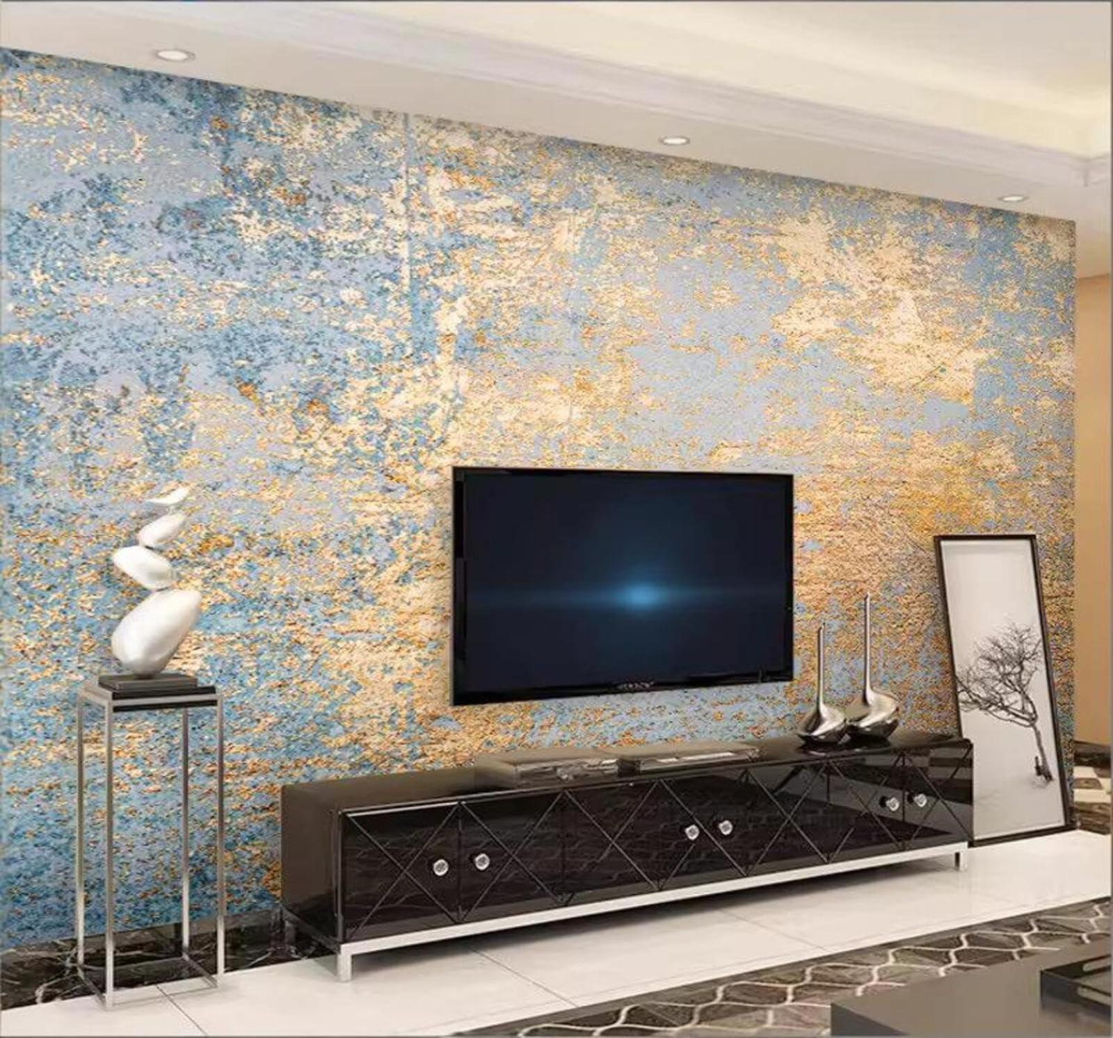 Abstract Luxury Gold Marble Effect Texture 3D Wallpaper Easy Install Feature Office Living Room Sofa Bedroom TV Background Wall Decoration-250cm×170cm
