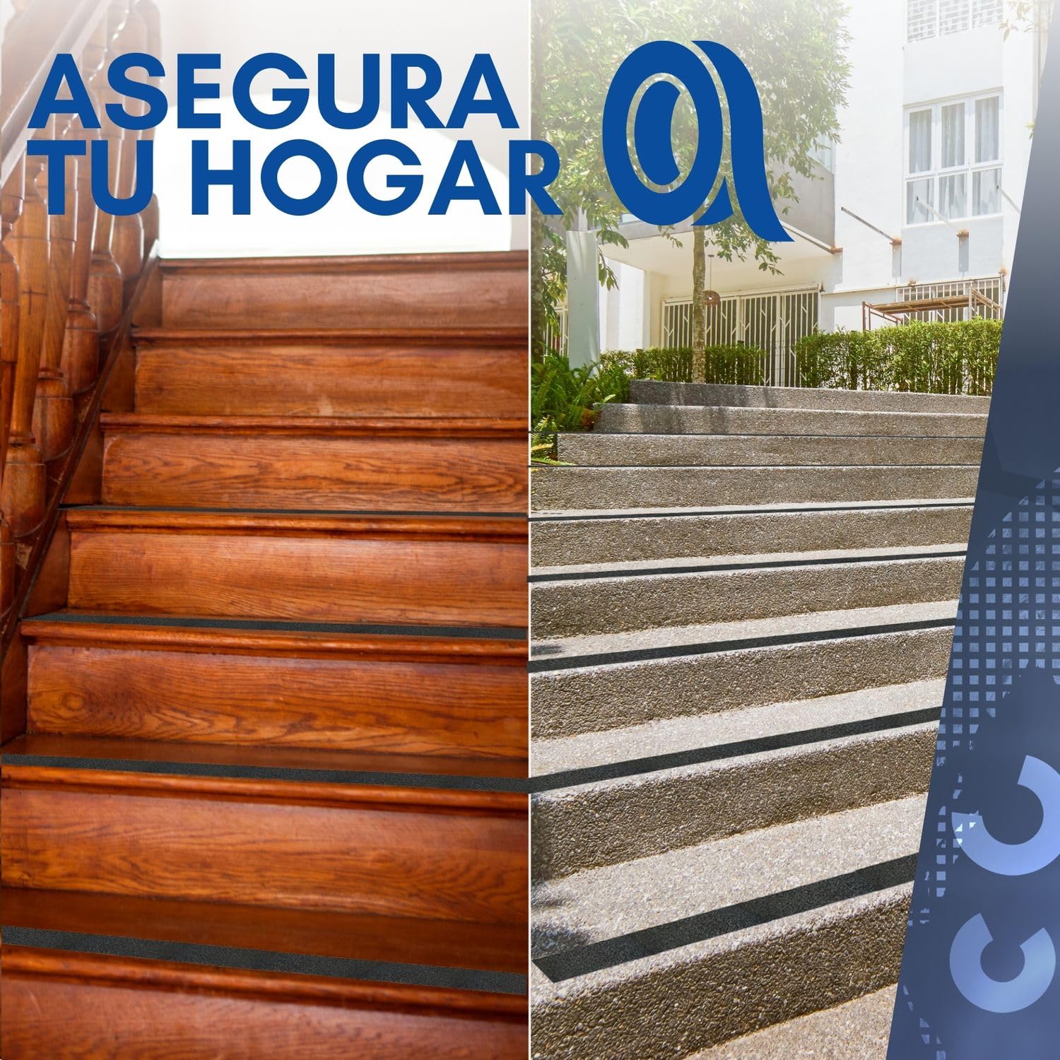 Cinta Antideslizante Escaleras Suelo Exterior 10 Metros | Cinta Antideslizante Seguridad Interior y Exterior | Rollos de 5cm x 10m o Luminiscente 5m x 5m (1 Cinta Antideslizante 5cm x 10m)