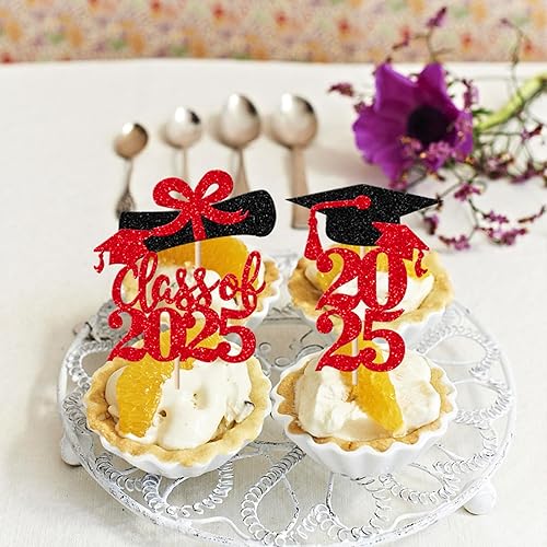 Miniatura 166 de Paquete de 24 adornos dorados para cupcakes de graduación 2025 con purpurina So Proud of You Done Diploma Graduation Cap Cupcake Picks Class of 2025