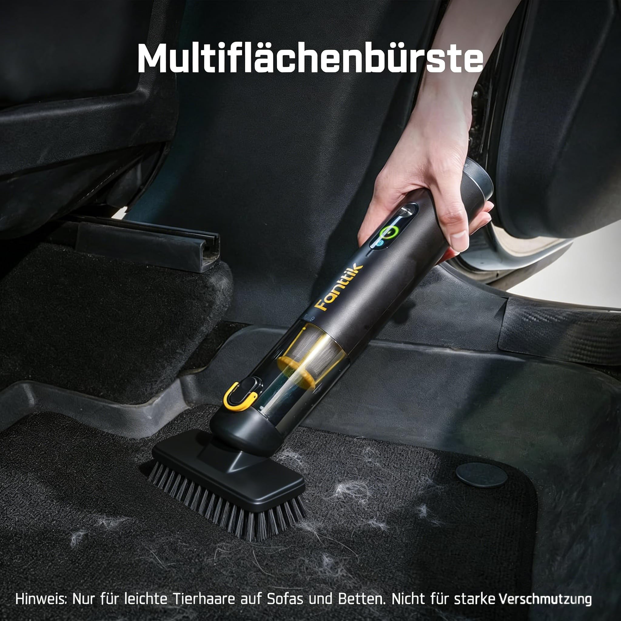 Fanttik Slim V10 APEX Kabelloser 4-in-1 Auto & Tragbarer Mini-Handstaubsauger, 19 kPa Saugkraft, Smarter Digitalanzeige, 2 Saugmodi für kleine Reinigungsarbeiten, Auto, Bürotisch, Tastaturen (Schwarz)