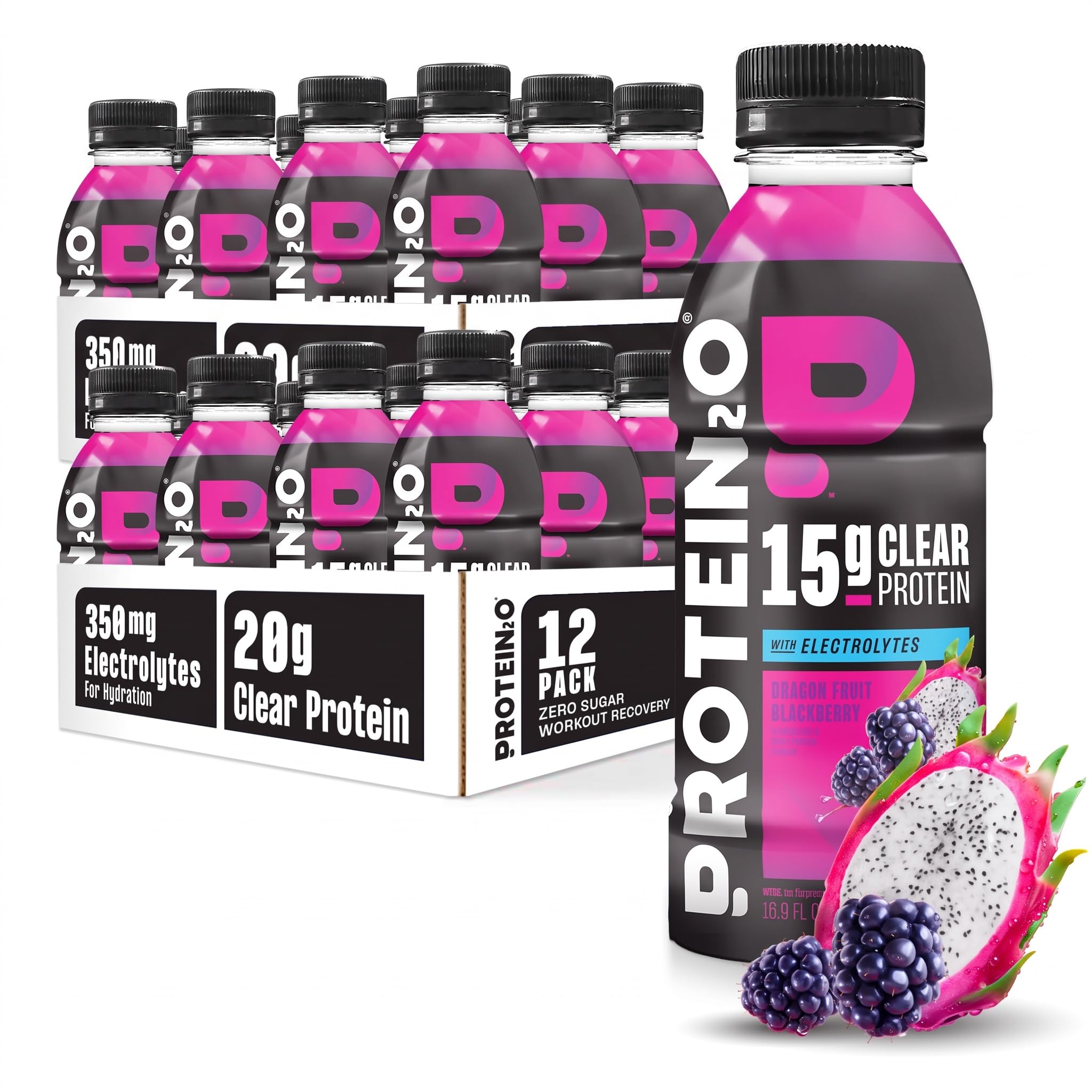 Protein2o Hydration Drink - 2-in-1 Liquid Clear Whey Protein Isolate and Electrolyte Drink - 15g Protein, Vitamins B5, B6 - Post-Workout Recovery - 16.9 Fl Oz - 12 Count Flavor Fusion Variety Pack — Amazon image 13