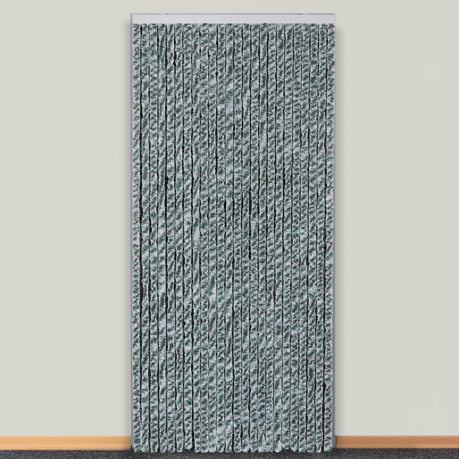 Moritz Horgordijn van chenille, 90 x 220 cm, bruin-grijs gemêleerd, deurgordijn als vliegenbescherming, insectenbescherming voor camping, caravans