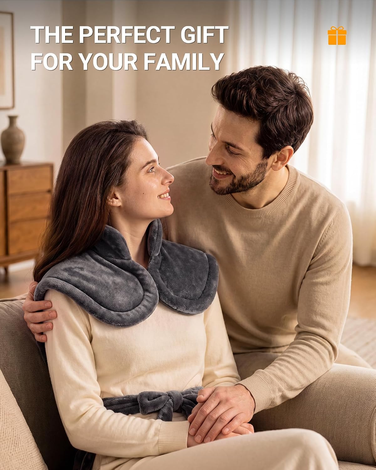 Electric Heating Pad for Shoulder Back: Heated Wrap for Neck 100°F-150°F, 6 Heat Levels, Weighted Heat pad 33x24in - LCD Display, Auto Shut-Off, Flannel Gifts for Women Men