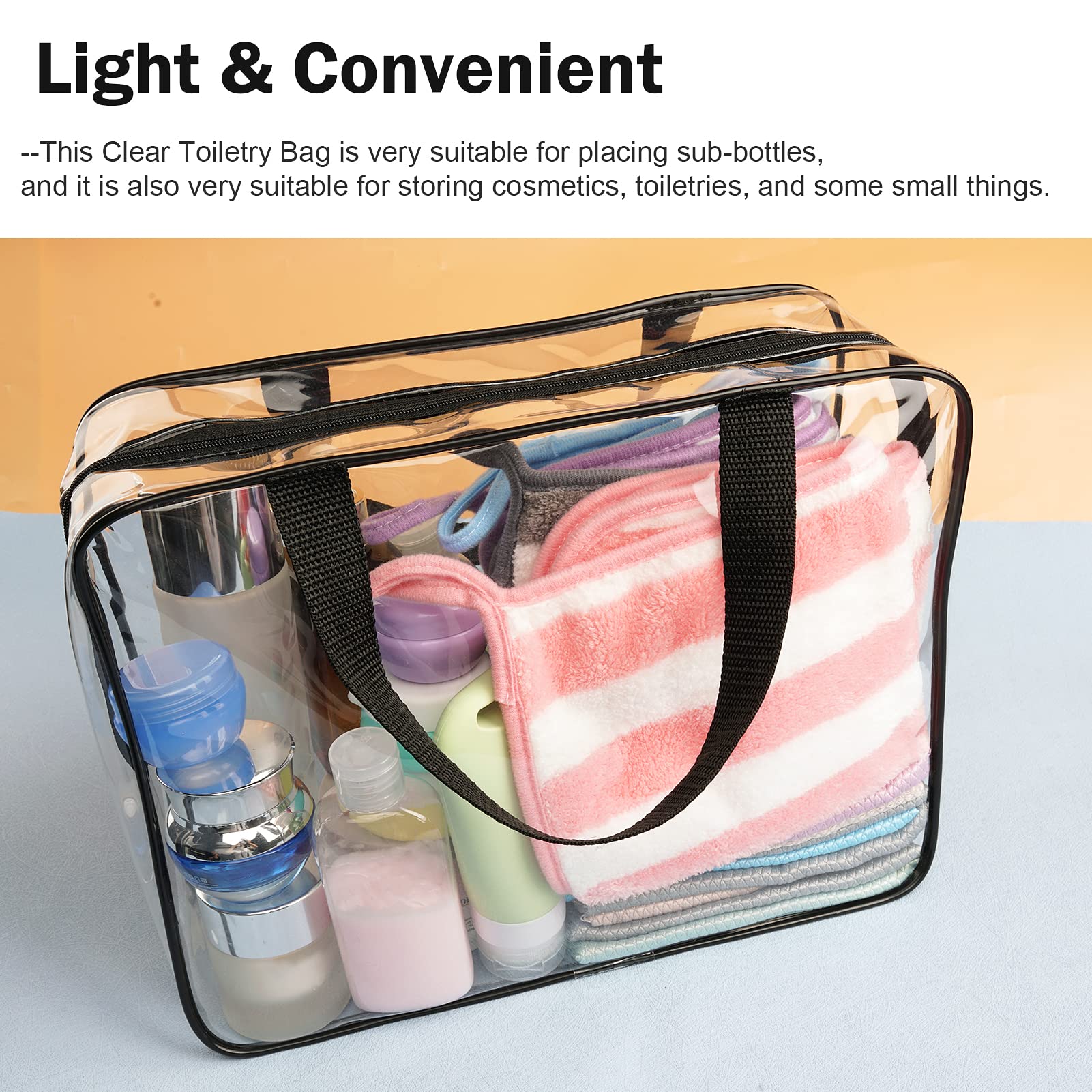 Kulturbeutel, transparent, Quartgröße, Reise-Make-up-Kosmetiktasche, PVC, Toilettenartikel, Kosmetiktasche für Damen und Herren, 3 Stück, Transparent, 2L, Minimalistisch