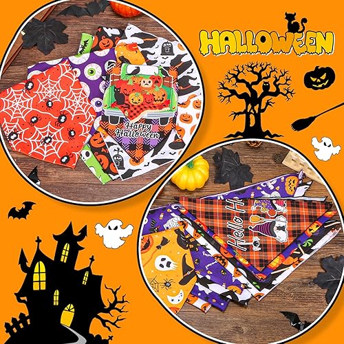 Miniatura 5 de 30 bandanas de Halloween para perros, bufandas ajustables para perros, baberos, calabaza, murciélago, fantasma, cachorro, pañuelos para mascotas,