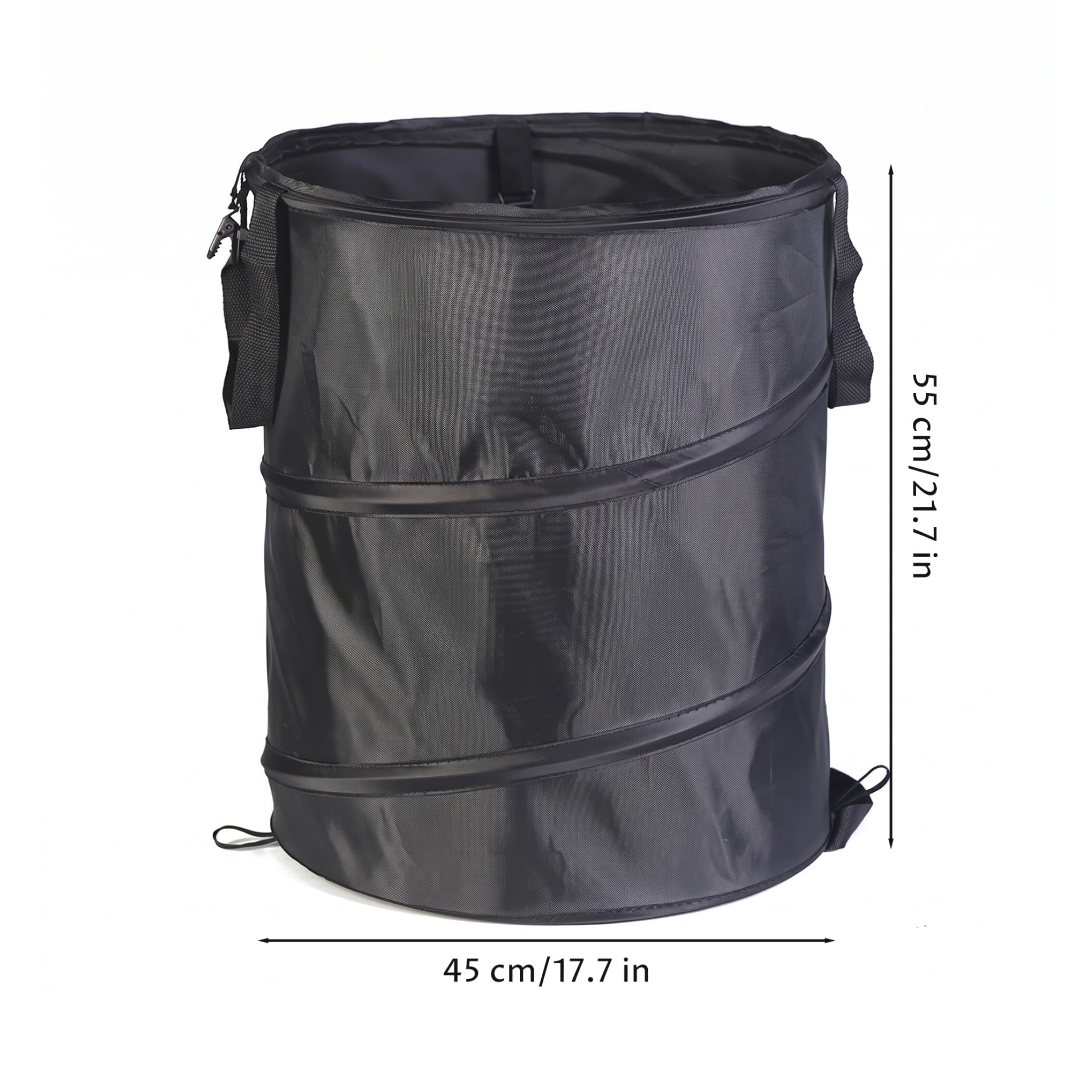 Pattumiera da campeggio, pattumiera pieghevole portatile con chiusura a clip, tessuto Oxford impermeabile per barbecue da picnic all'aperto, spazzatura da campeggio nera