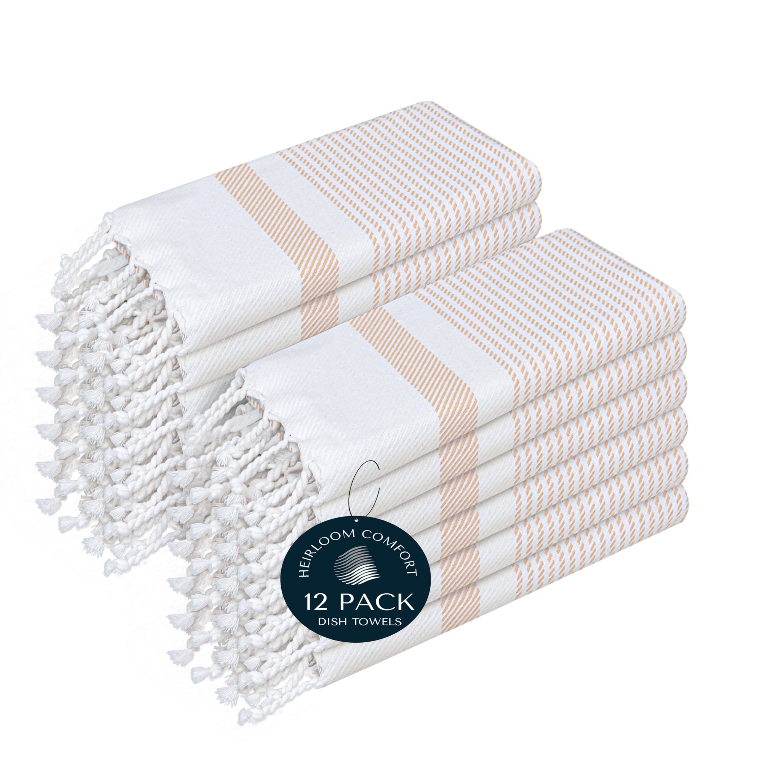 Torchons de cuisine turque en coton beige 40x66 cm absorbants Lot de 12