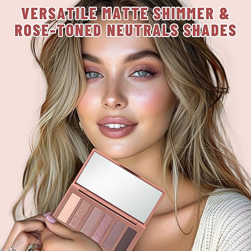 Miniatura 6 de 6 colores Mini paleta de maquillaje de sombra de ojos rosa neutro desnudo sombra de ojos brillante y mate paleta de maquillaje con espejo altamente
