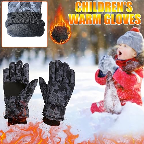 Guantes de esquí de invierno para niños niños y niñas deportes al aire libre esquí guantes gruesos al viento adecuados para niños y niñas clima frío