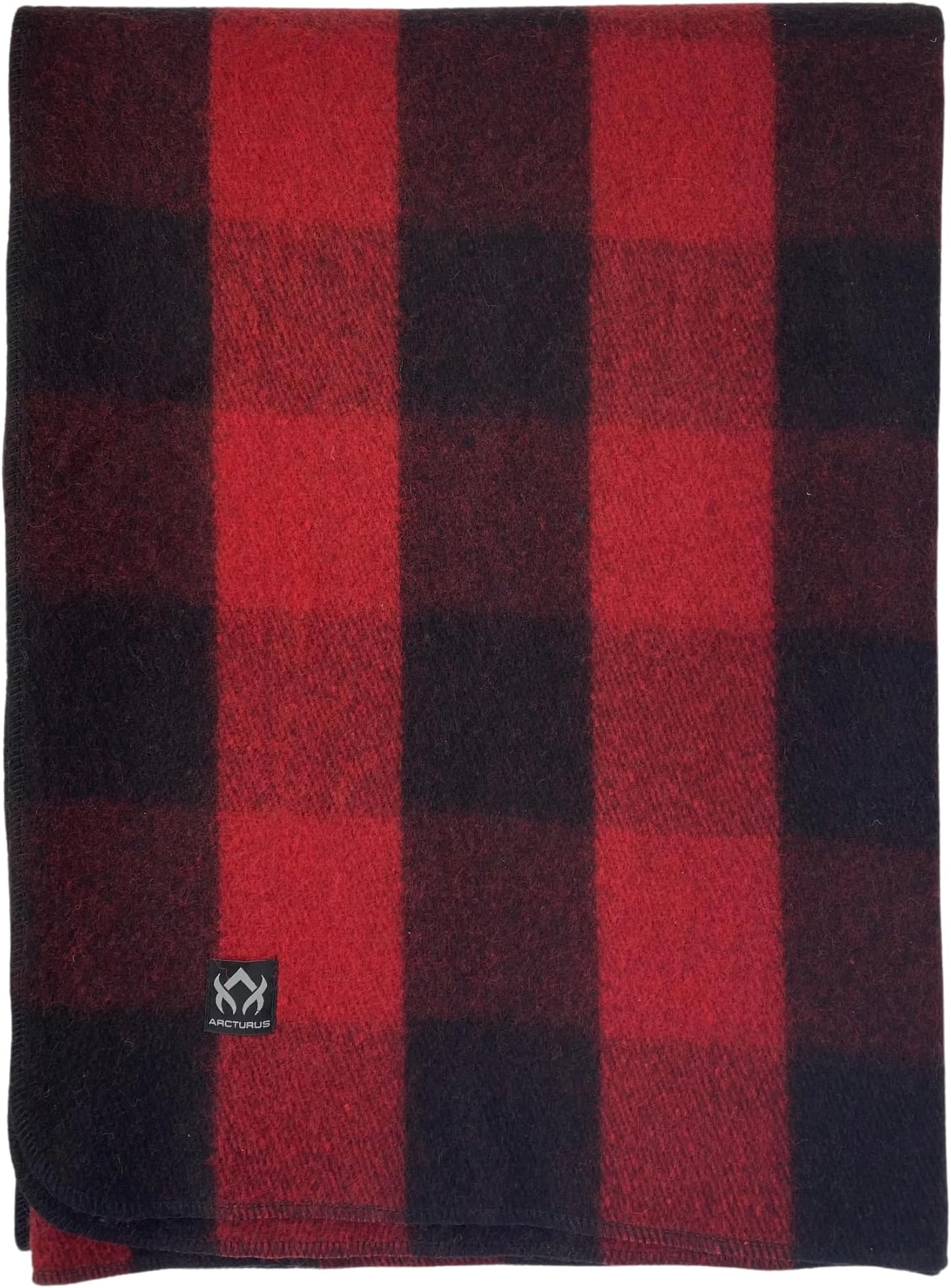 Arcturus Plaid Wool Blanket - 4.5lbs, Warm, Heavy, Washable, Large | Great for Camping, Outdoors, Survival & Emergency Kits (Red Buffalo)