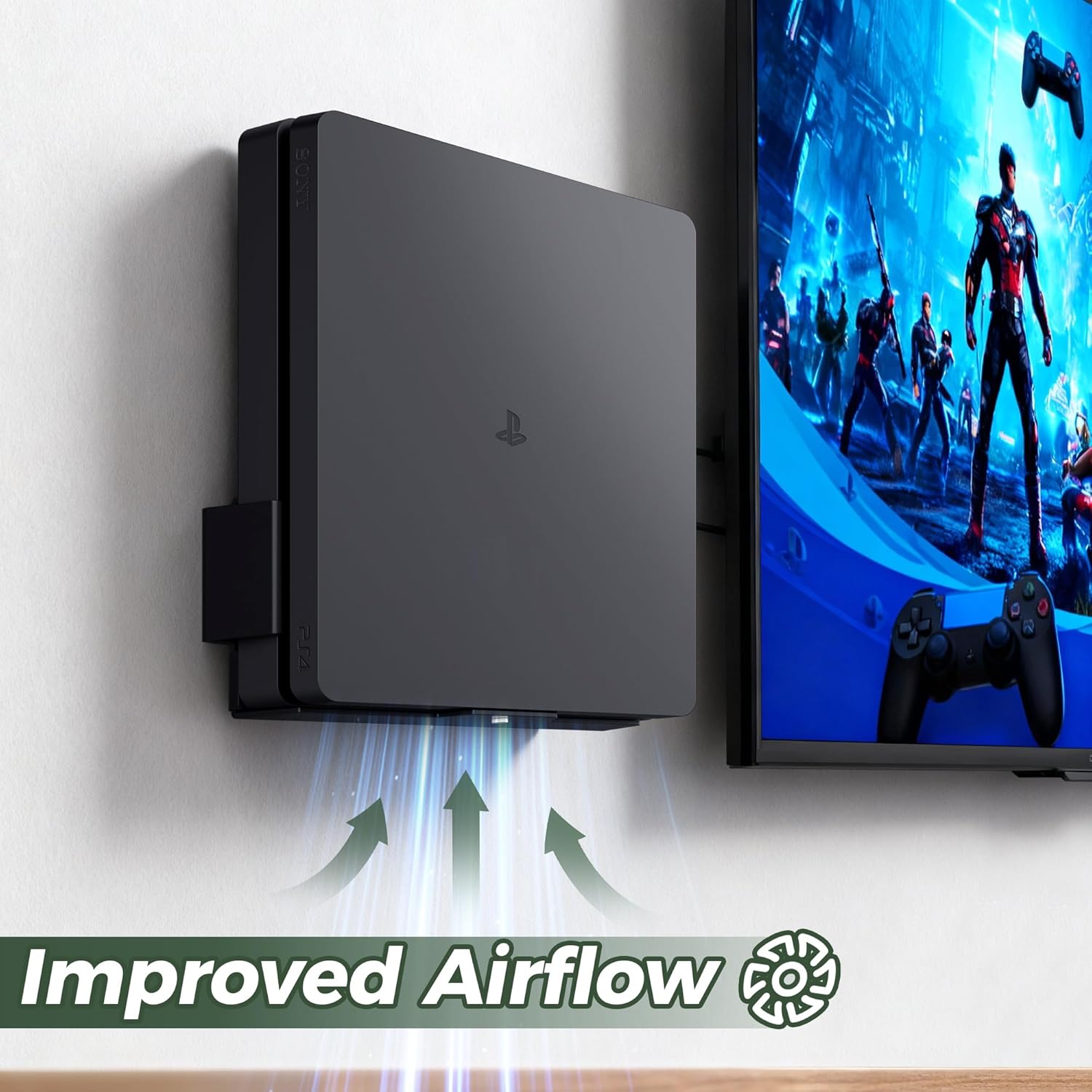 Wall Mount for PS4 Slim with Advanced Cooling,Vertical Wall Mount for PS4, Space-Saving Stand for PS4 Slim, Low-Profile Design for PS4 Slim Console, Accessories of PlayStation 4