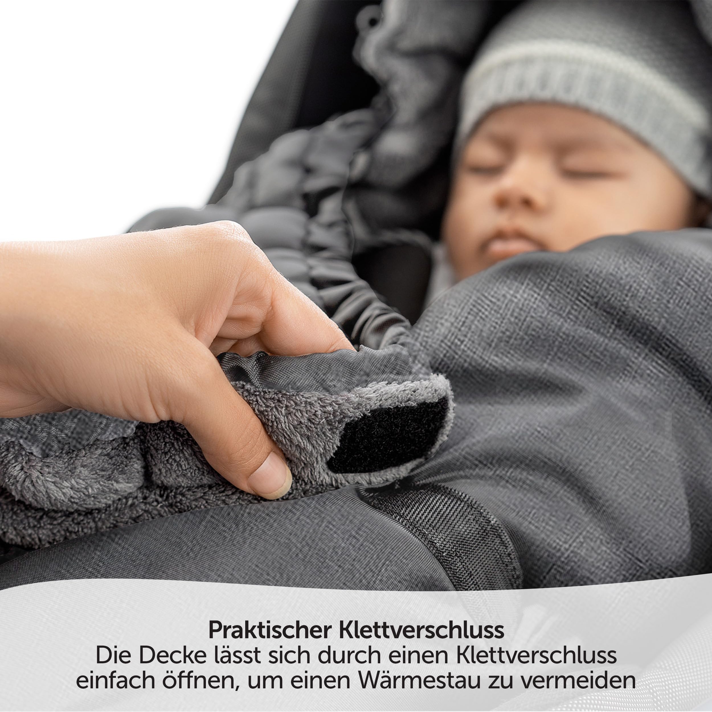Zamboo Einschlagdecke für Babyschale und Kinderwagen - Thermo Fleece Grau