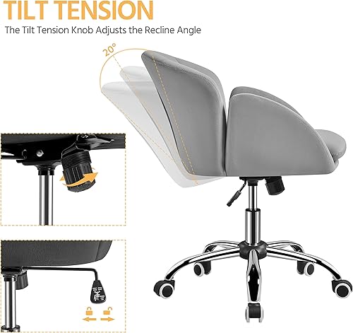 Miniatura 5 de Topeakmart Linda silla de escritorio para el hogar, oficina, maquillaje, tocador, con reposabrazos para dormitorio, moderna silla giratoria con