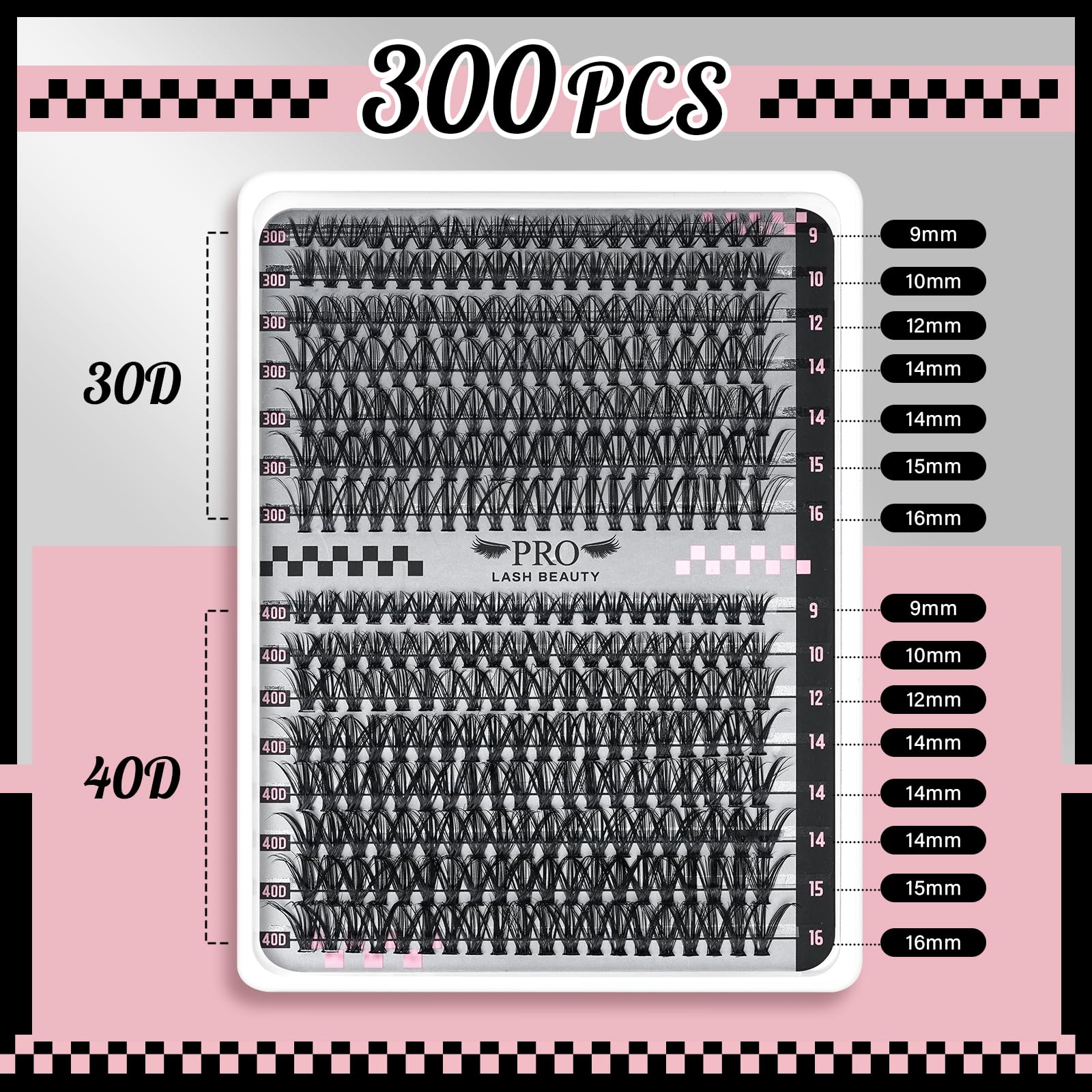PRO DIY Lash Extension Kit 300 Pcs Lash Clusters D Curl - Image 2