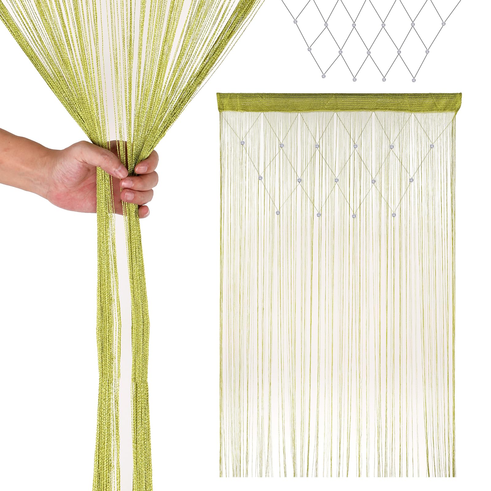 Trimming Shop Glitter Beaded String Curtains Polyester Fly Screen Room Divider Fringe Panel Spaghetti Tassel Curtain Decorative for Doorway Windows & Event Decoration