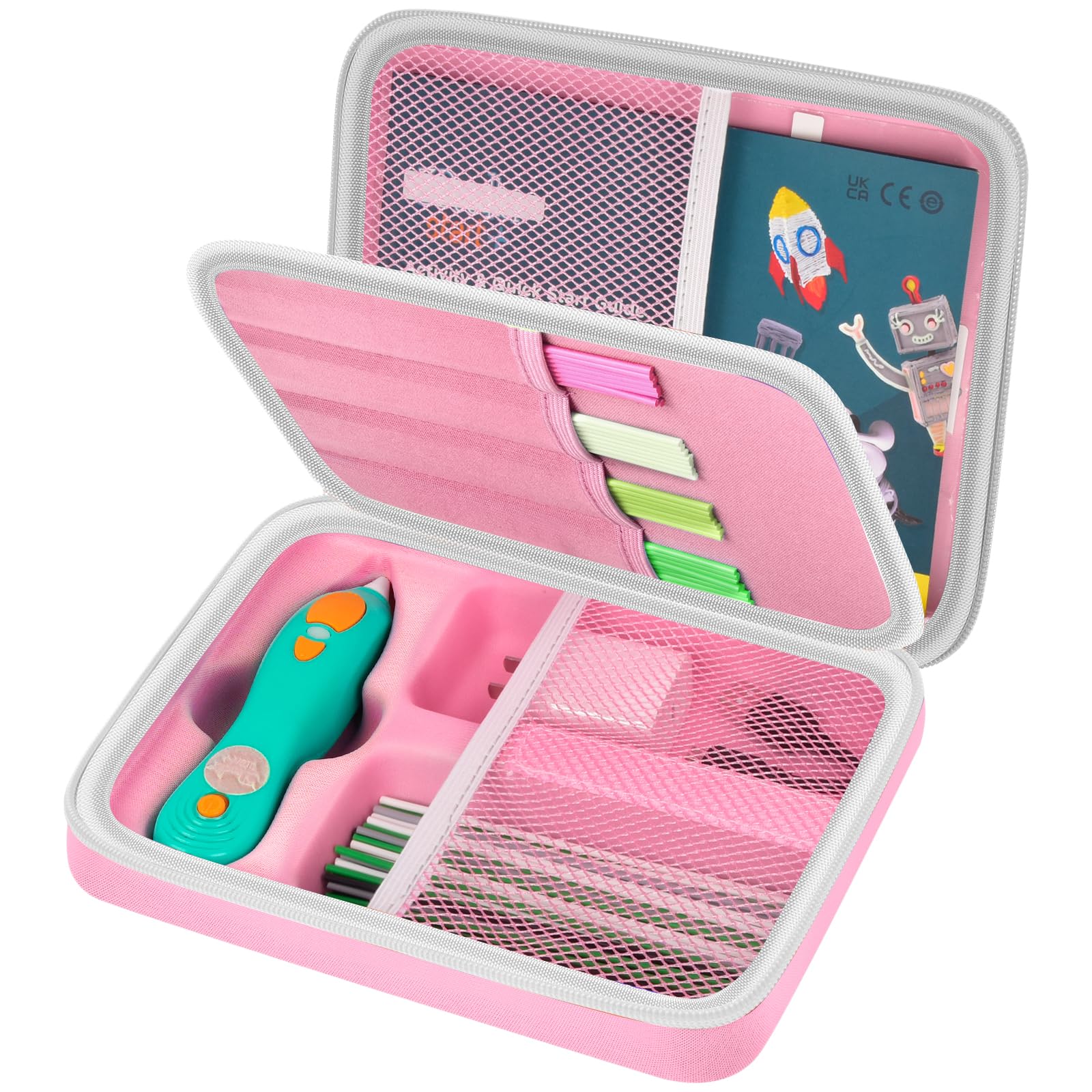 Case Compatible with 3Doodler Start+ Essentials 3D Pen Set for Kids, Art Activity Set Storage for Educational STEM Toy, Hold Plastic Filaments Strands- Pink