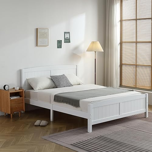 Imseigo Base de cama Queen con cabecero, base de cama de plataforma de madera con almacenamiento debajo de la cama, base de colchón resistente con