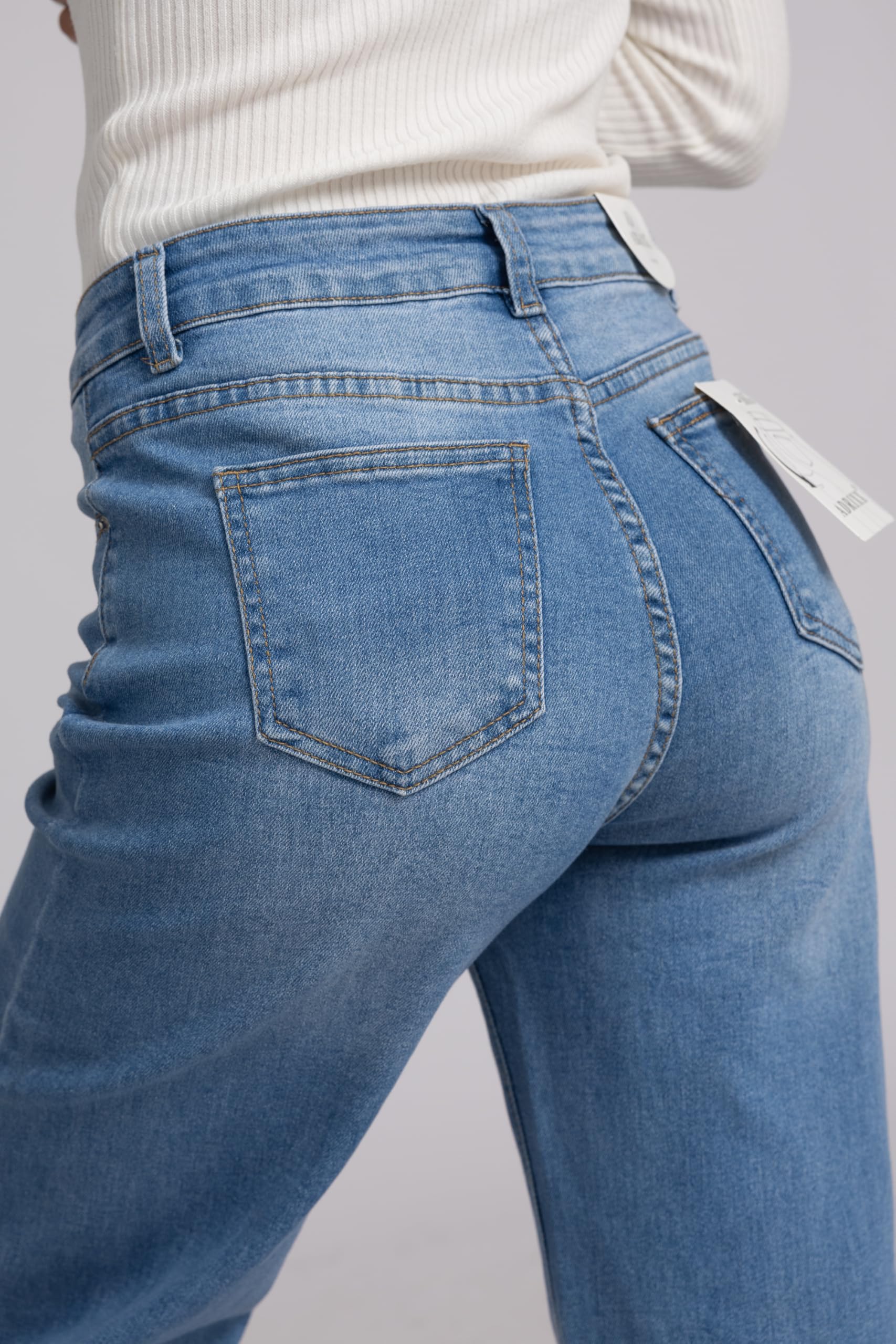 Jeans Donna Vita Alta Larghi Jeans Donna Baggy Wide Leg Fit Jeans FX9050
