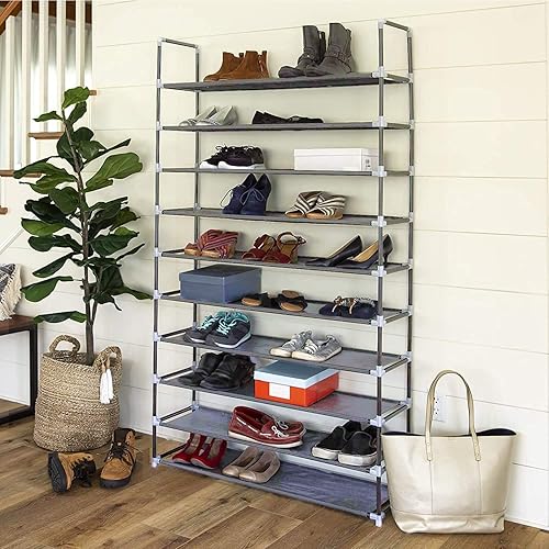 Miniatura 2 de Zapatero de 10 niveles, organizador de zapatos de tela no tejida, armario de torre de almacenamiento de zapatos, 50 pares, estante para zapatos para