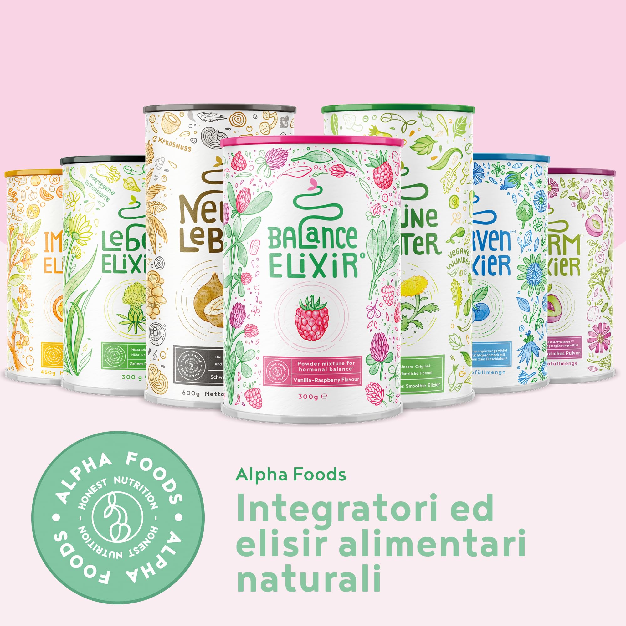 Integratore Menopausa in Polvere | 300 g | L'Equilibrio Ormonale con Isoflavoni di Trifoglio Rosso, Salvia, Vitamina B6, D e Calcio | Menopausa Integratori | Vaniglia-Raspberry | Alpha Foods
