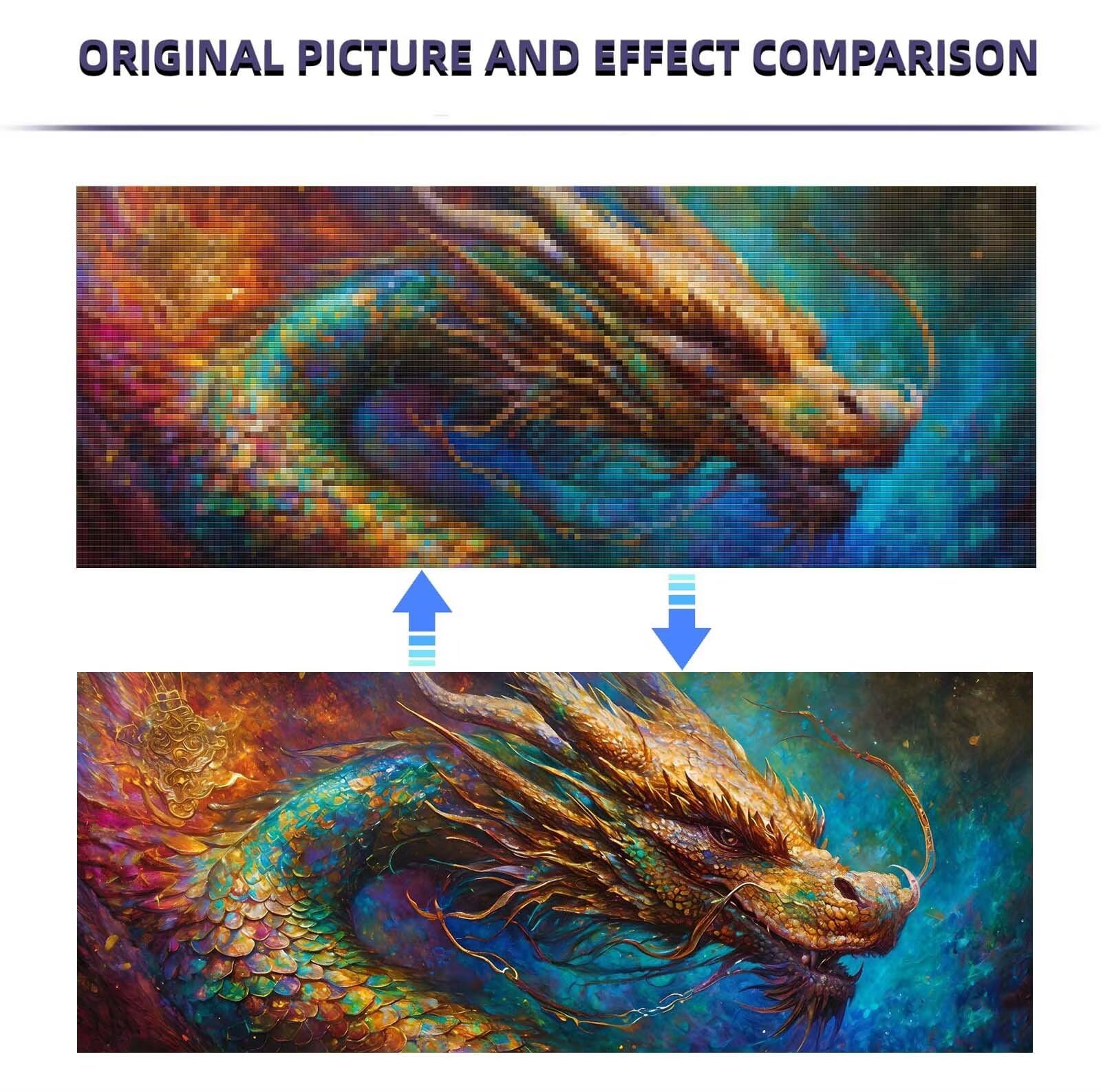 Diamond Painting Dragon abstrait, Grand Broderie Diamant kit Complet 250x100cm DIY 5D Strass Point de Croix Cristal Painting Artisanat, Loisirs Créatifs Adultes Art Set pour Décor Murale Maison U-85