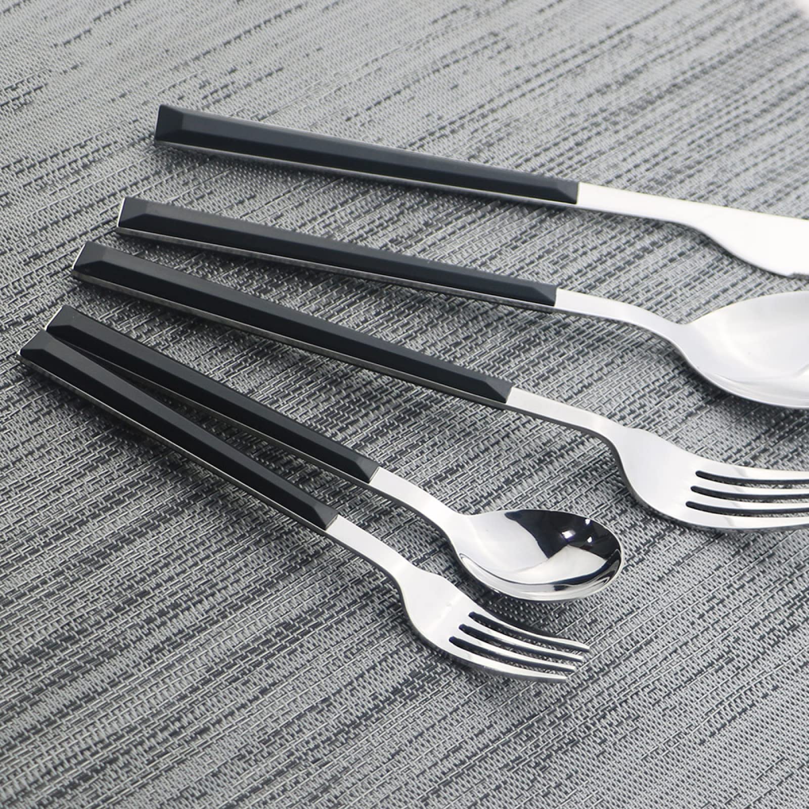 Juegos De Cubertería Juego De Vajilla De Acero Inoxidable Con Mango De Madera De Imitación Cuchillo De Cocina Tenedor Cuchara Juego De Vajilla 30Uds. De Madera