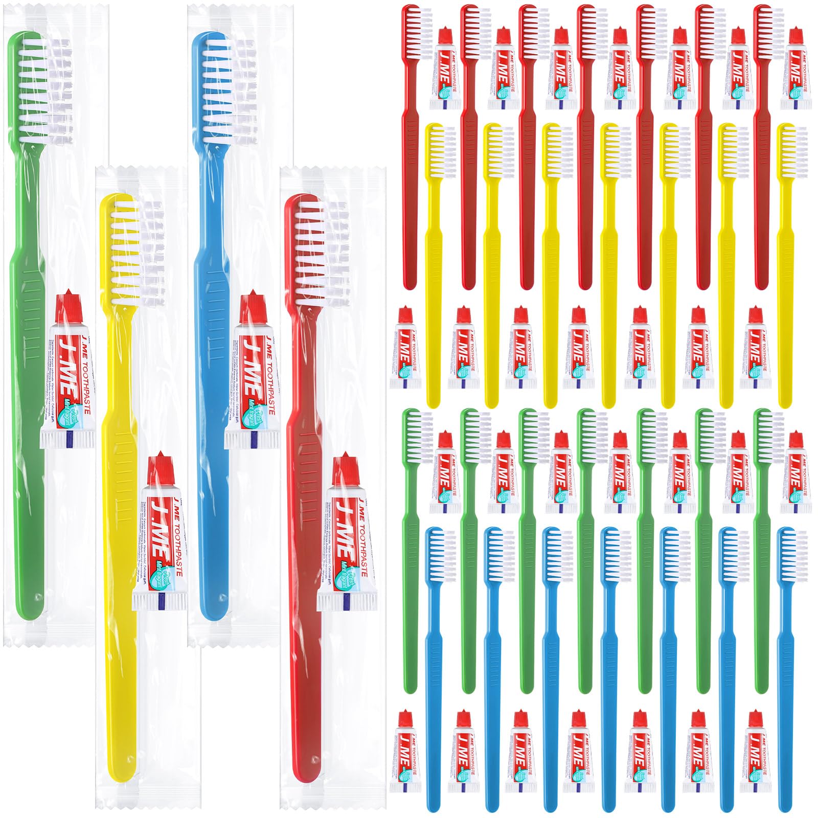 100 Pcs Disposable Toothbrushes with Toothpaste Individually Wrapped Disposable Toothbrushes Travel Toothbrush and Toothpaste Single Use Toothbrush Manual Toothbrushes for Hotel Charity