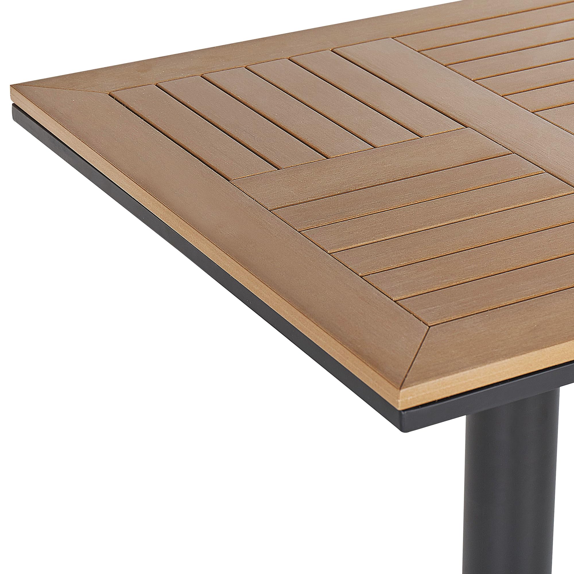 Beliani Mesa de Centro balcón Tablero de Madera Clara 60 x 60 cm Base de Metal Negro rústico Moderno Palmi