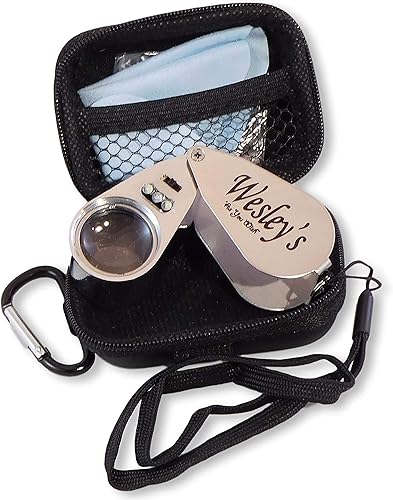 Wesleys - Lupa de lupa con luz LED y UV lupa de joyería con estuche de viaje para jardinería niños monedas sellos y rocas como quieras